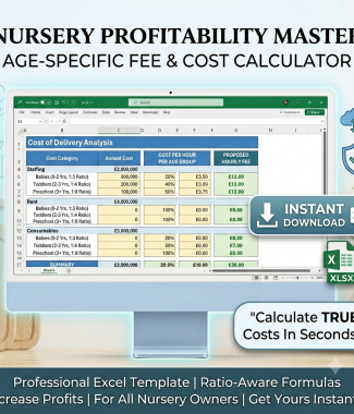Nursery Cost of Deliver Calculator - (The Nursery Financial Planner: Age-Specific Fee & Cost Calculator - Excel Edition)