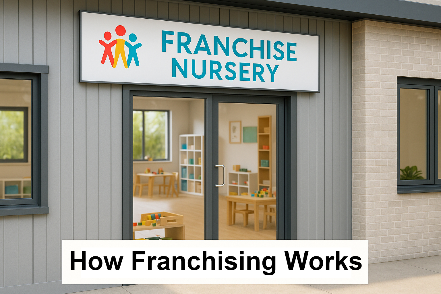 Illustration explaining how a nursery franchise works