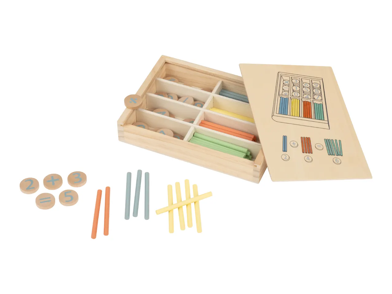 Lidl Lupilu wooden counting sticks game with numbers and symbols